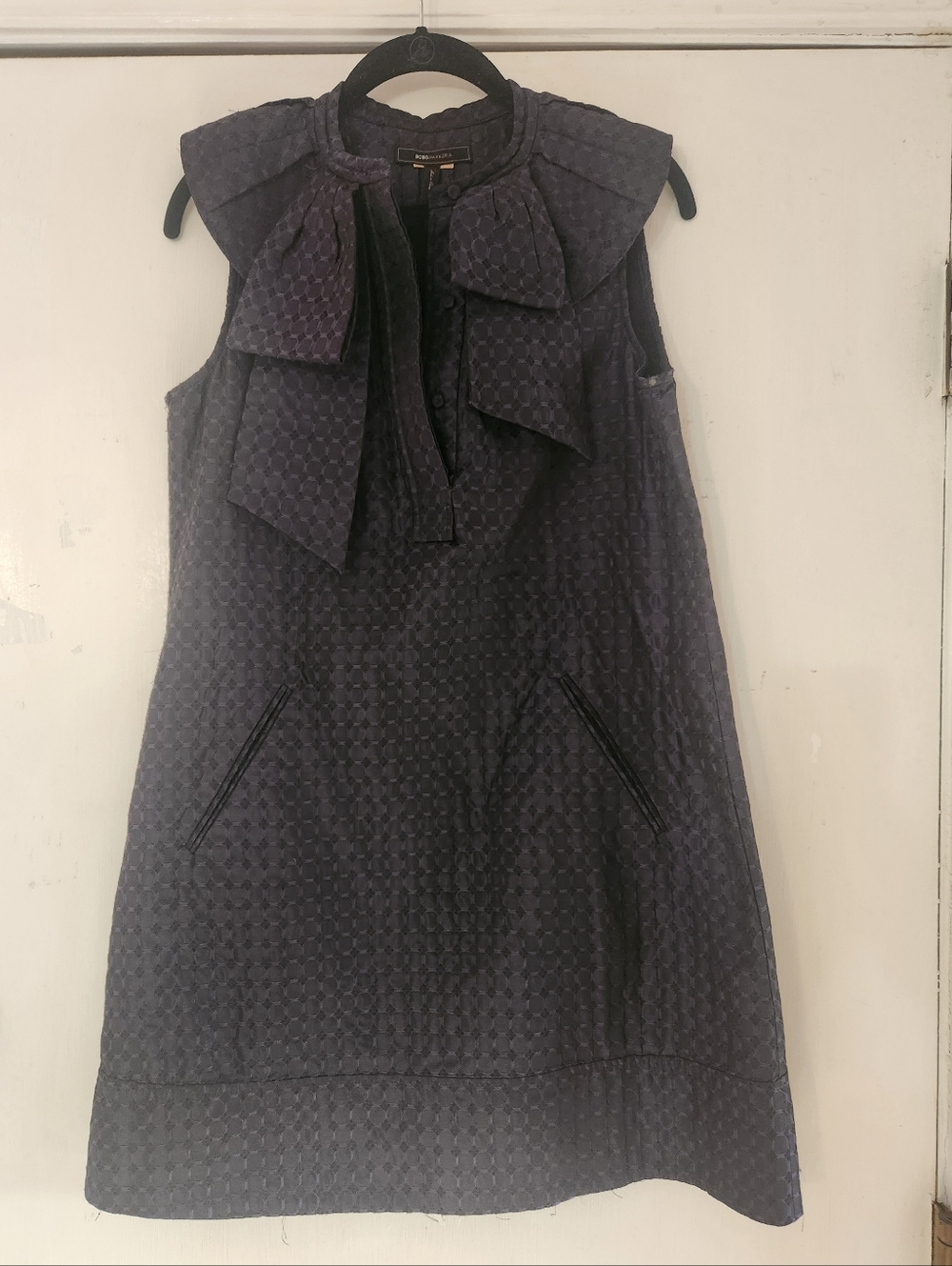 BCBGMaxAzria Purple Jacquard Textured Bow-Front Mini Dress